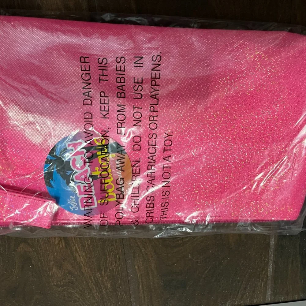 NWT Justice adorable pink lepoard sparkly bikini bag with zipper